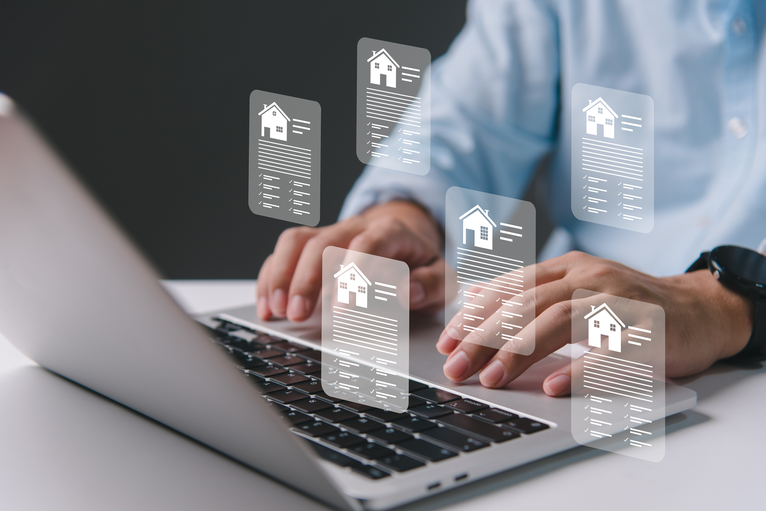 Tenant completing an online application for furnished homes for rent